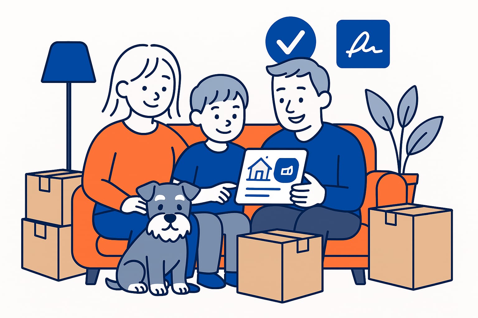 Familia feliz en su nuevo hogar